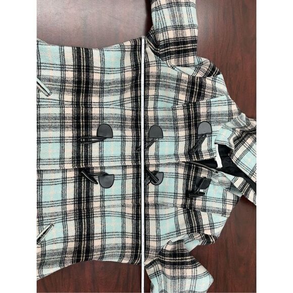 New York & Company Plaid Zip Up Peacoat Jacket Size Large - Picture 7 of 9
